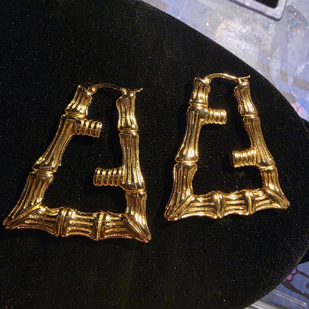 USED.. Fendi Gold Bamboo Hoop Earrings